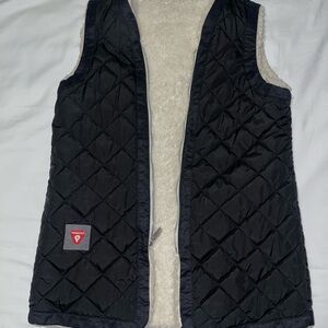 PrimaLoft Quilted Sherpa Lined Vest Black Nylon Insulated Outdoor Workwear (M)